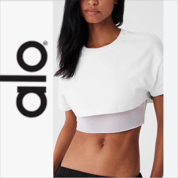 Alo Yoga - Made You Look Cropped Short Sleeve Tee - size S - Picture 1 of 9